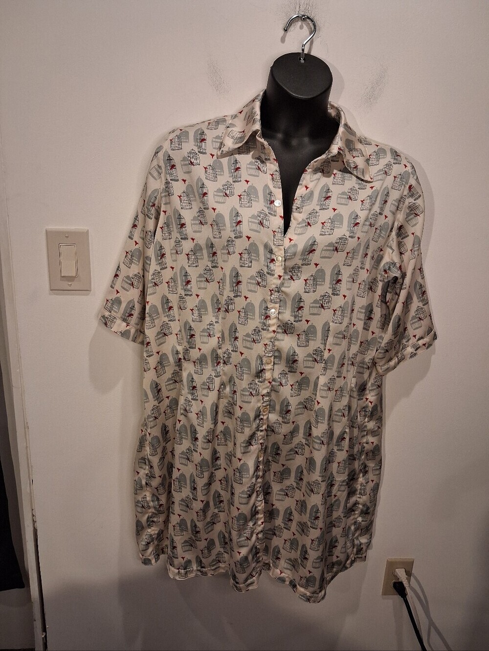 Unbranded Size 2x Novelty Bird Cage Button Up Shirt Dress
